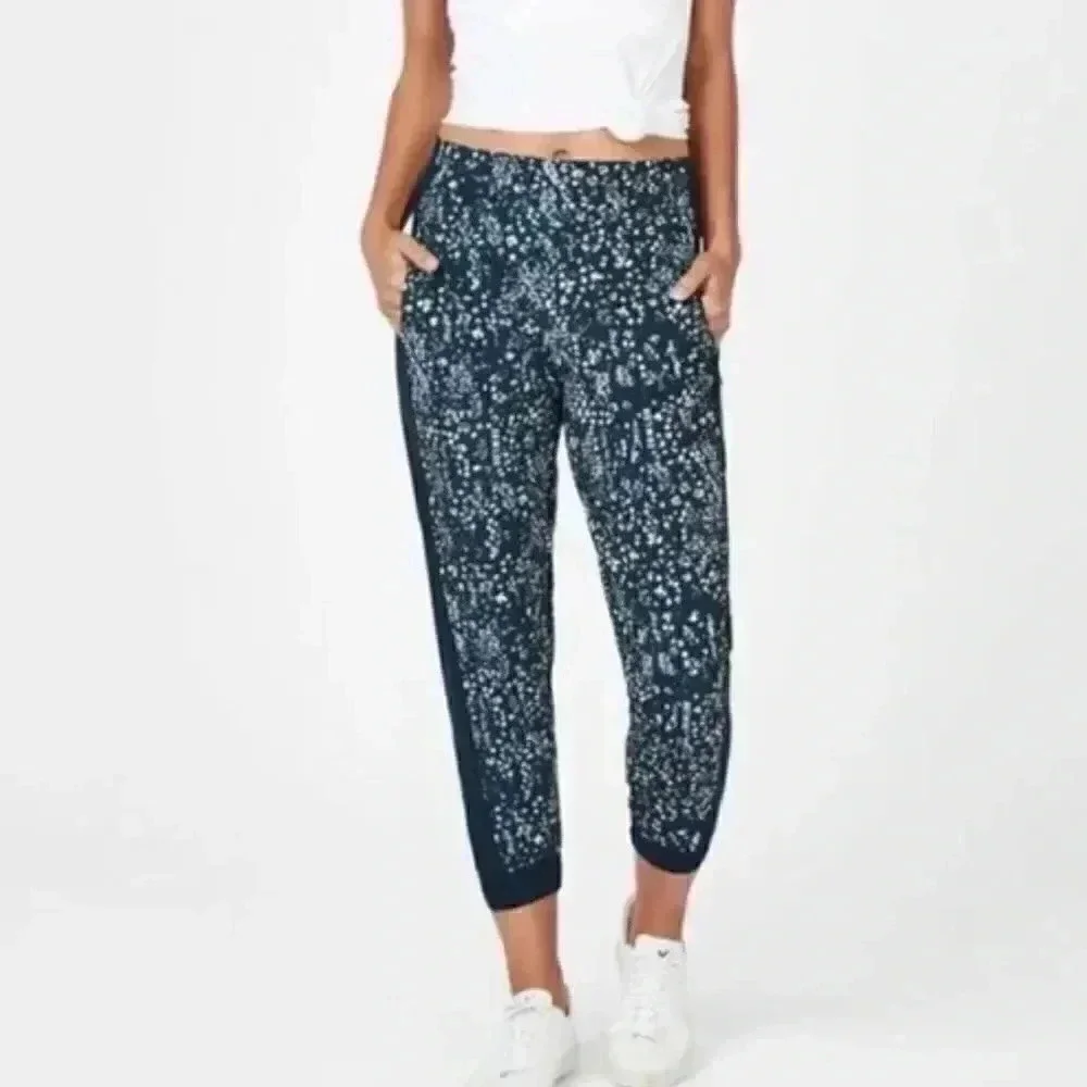 Sweaty Betty London Women's S Mellow Printed 7/8 Trousers Beetle Blue Stay Wild